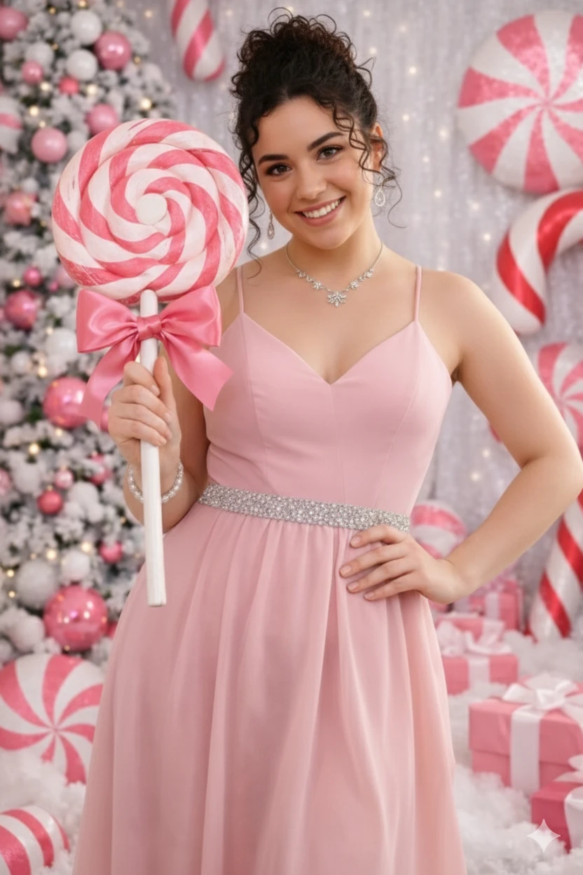 Comparison of normal photo vs Candy Cane AI style transformation